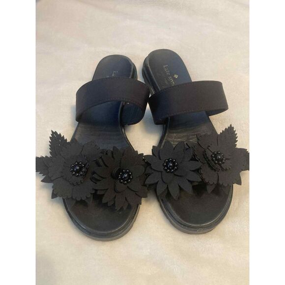 Kate Spade | Marley Sandals in Black Floral Applique | Size 8 - Picture 2 of 6